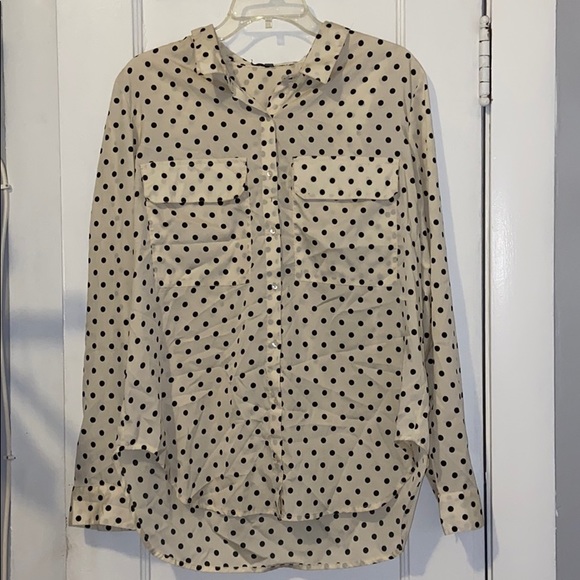 Polka Dot Button Down Long Sleeve Blouse - Picture 2 of 6